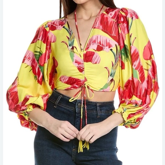 FARM Rio Tops - NWT Farm Rio Women’s Sweet Jungle Crop Top Shirt Size L